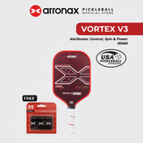 ARRONAX Vortex V3 3D18K Carbon Fiber Pickleball Paddle (16mm)