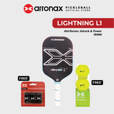 ARRONAX Lightning L1 Thermoformed 3K Carbon Pickleball Paddle – Power & Attack 16mm