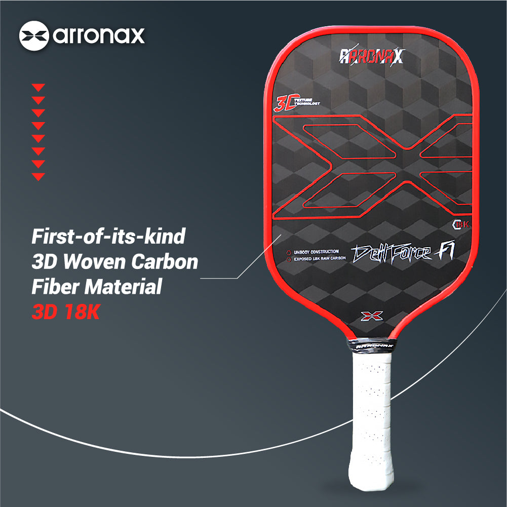 ARRONAX DELLFORCE F1 18K Carbon Fiber Control & Power Pickleball Paddle (16mm)