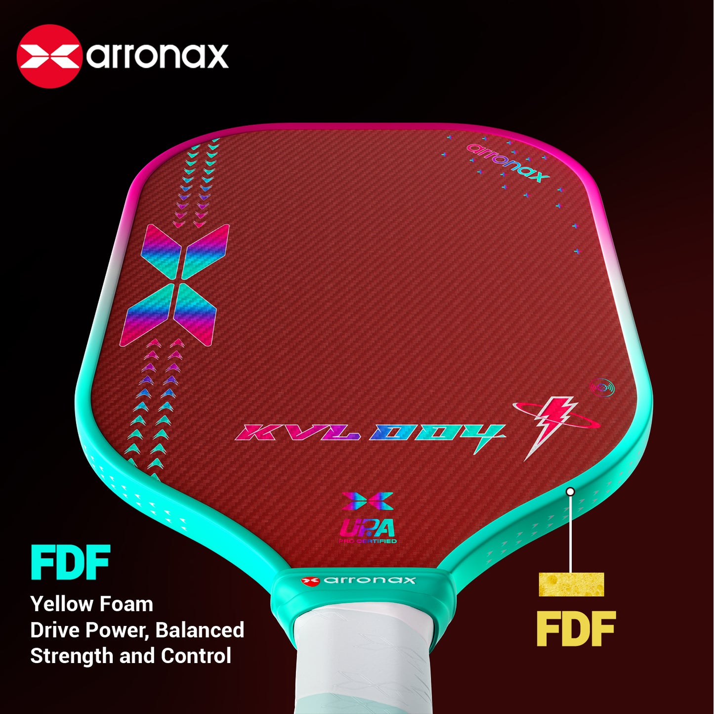 ARRONAX KVL004 Kevlar Carbon Fiber Pickleball Paddle 16mm FDF Core - UPA-A Approved Paddle (16mm)