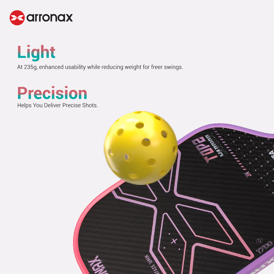 ARRONAX TOP 2 Pickleball Paddle | 2025 Thermoformed EVA+PP Core | T700+3K Carbon Fiber | 16mm | Balance Style