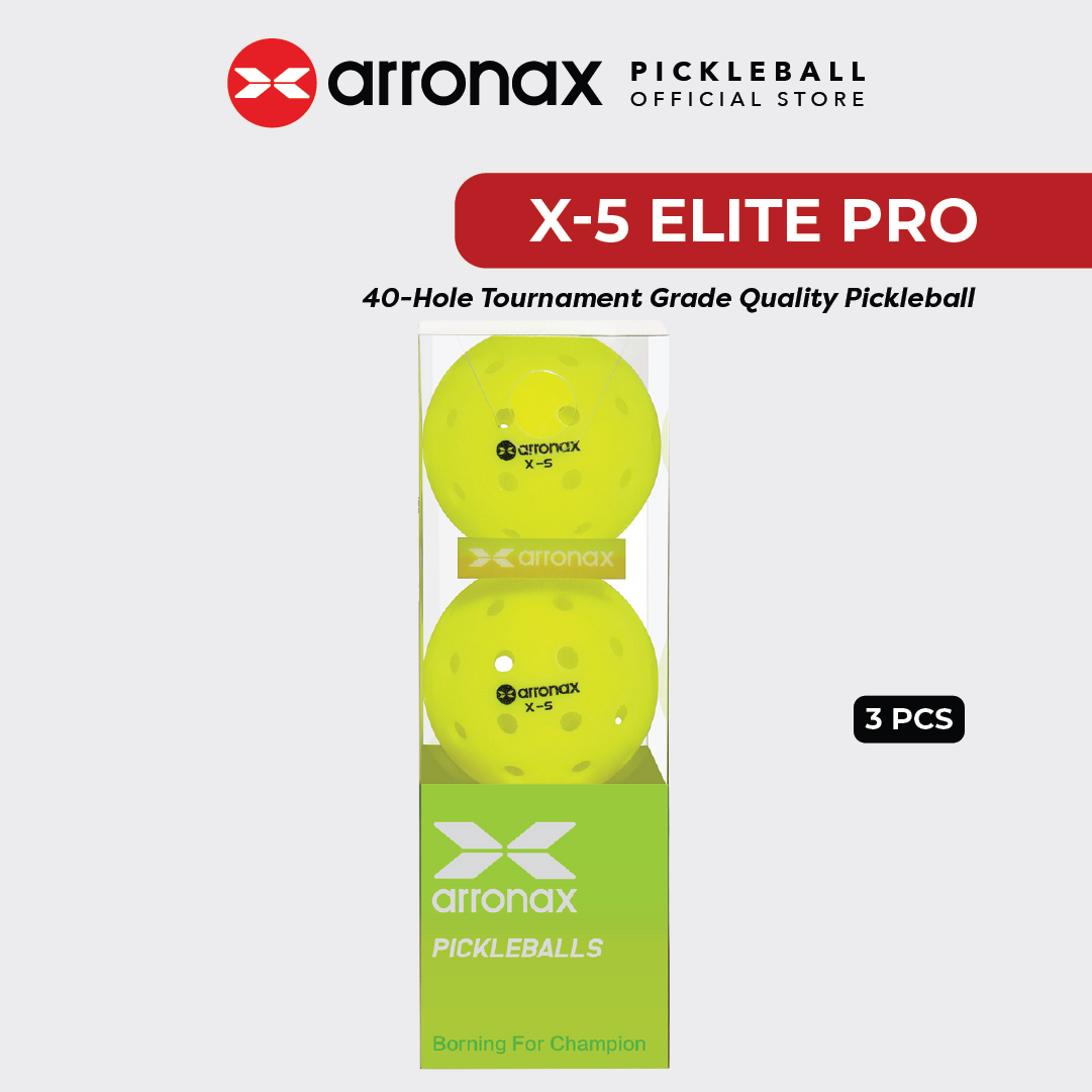 X-5 Elite Pro 40-Hole PE Tournament-Grade Pickleball 6-Pcs (Upgraded)