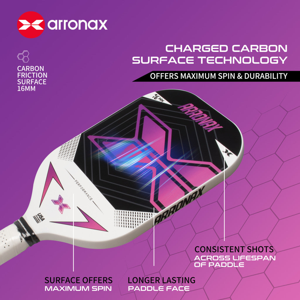 ARRONAX Performance X Carbon Fiber Pickleball Paddle – 16mm PP Honeycomb Core, Long Face Design - Arronax.