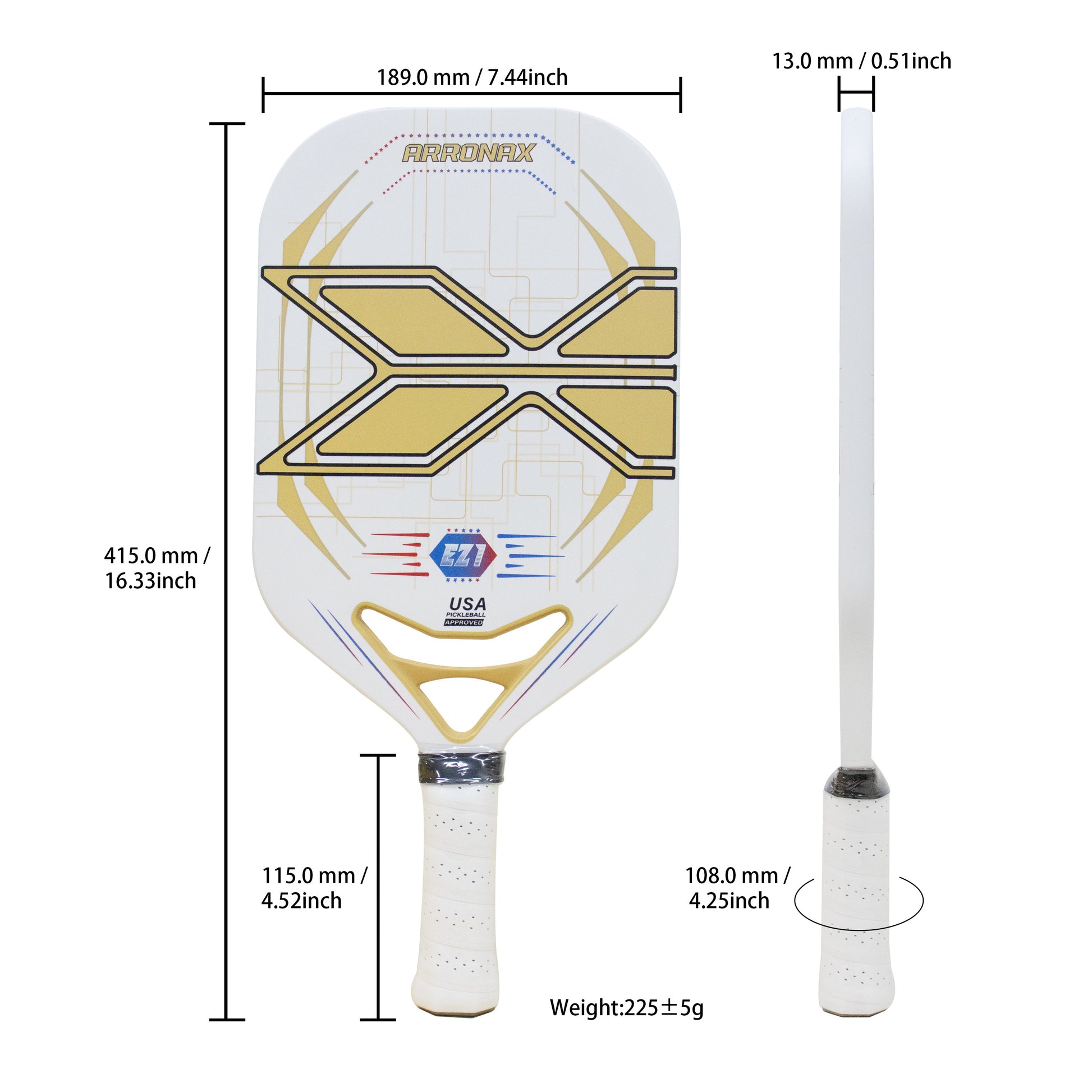 Performance EZ1 Carbon Fiber Pickleball Paddle (13mm) - Arronax.