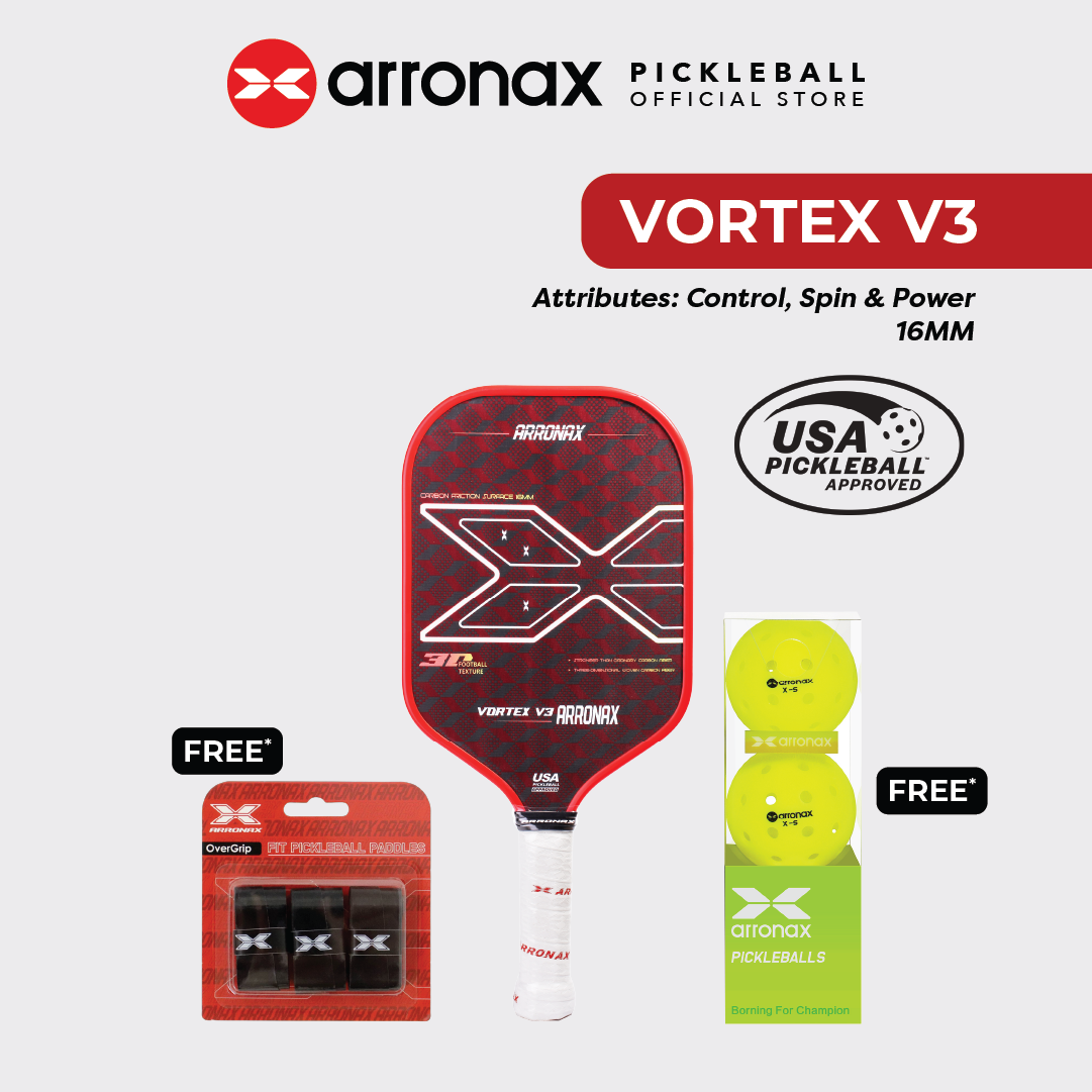 ARRONAX Vortex V3 3D18K Carbon Fiber Pickleball Paddle (16mm)