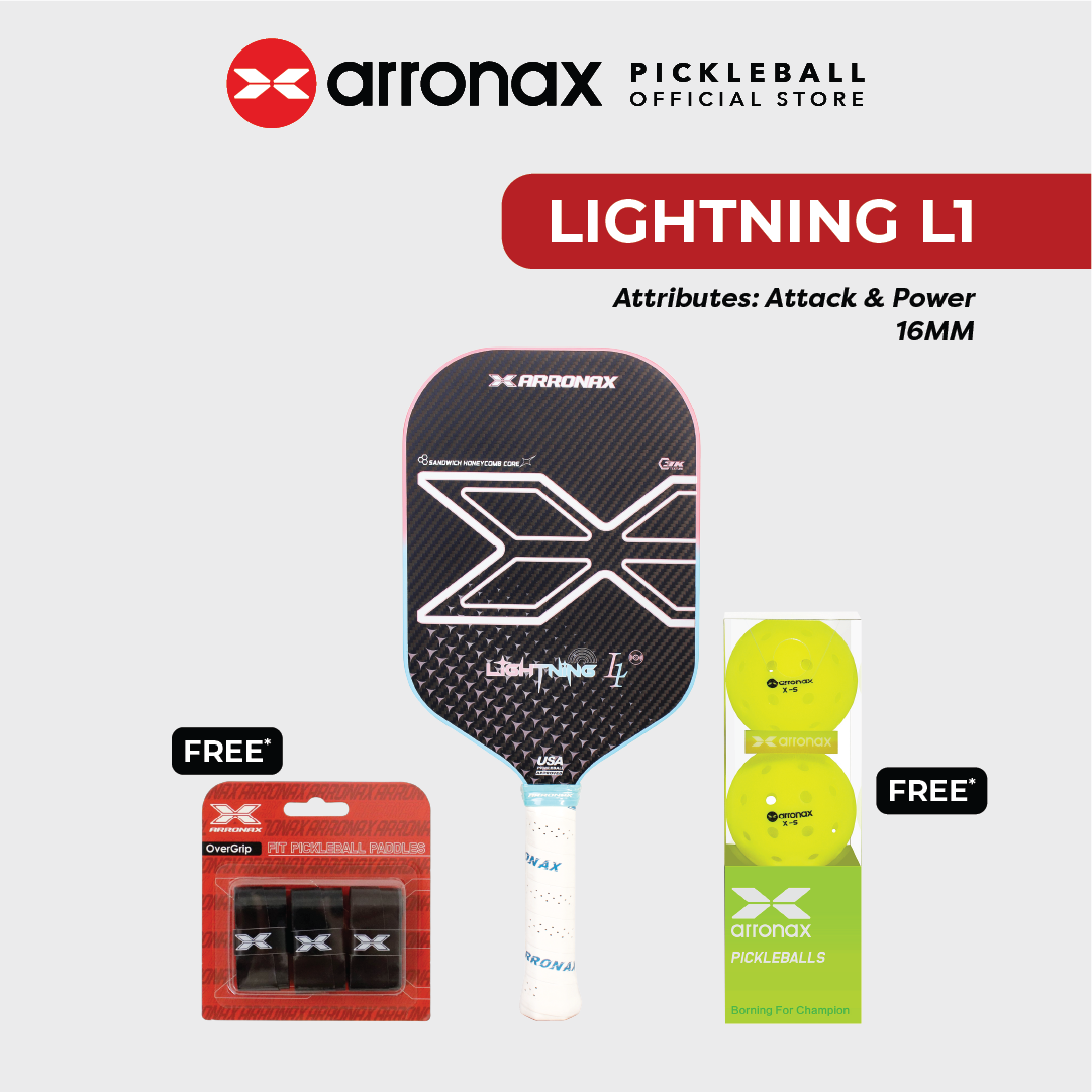 ARRONAX Lightning L1 Thermoformed 3K Carbon Pickleball Paddle – Power & Attack 16mm