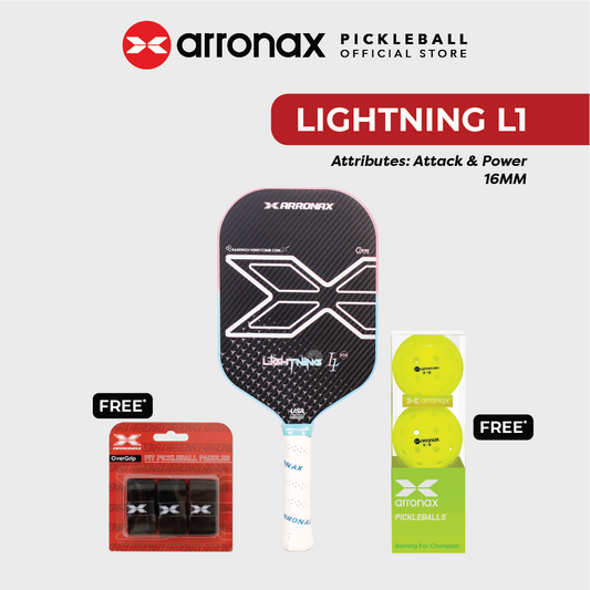 ARRONAX Lightning L1 Thermoformed 3K Carbon Pickleball Paddle – Power & Attack 16mm