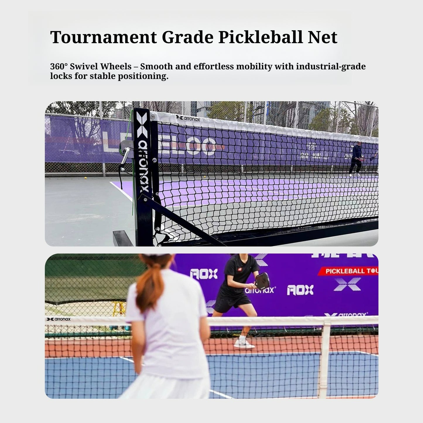 ARRONAX Tournament-Grade Pickleball Net Heavy-Duty Galvanized Steel Frame with 360° Wheels and All-Weather Durability