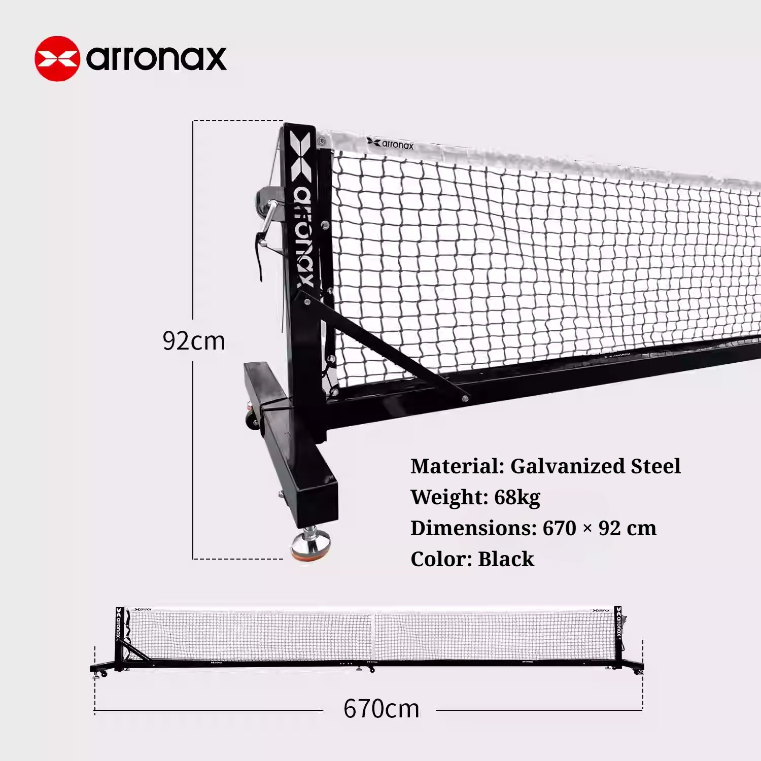 ARRONAX Tournament-Grade Pickleball Net Heavy-Duty Galvanized Steel Frame with 360° Wheels and All-Weather Durability