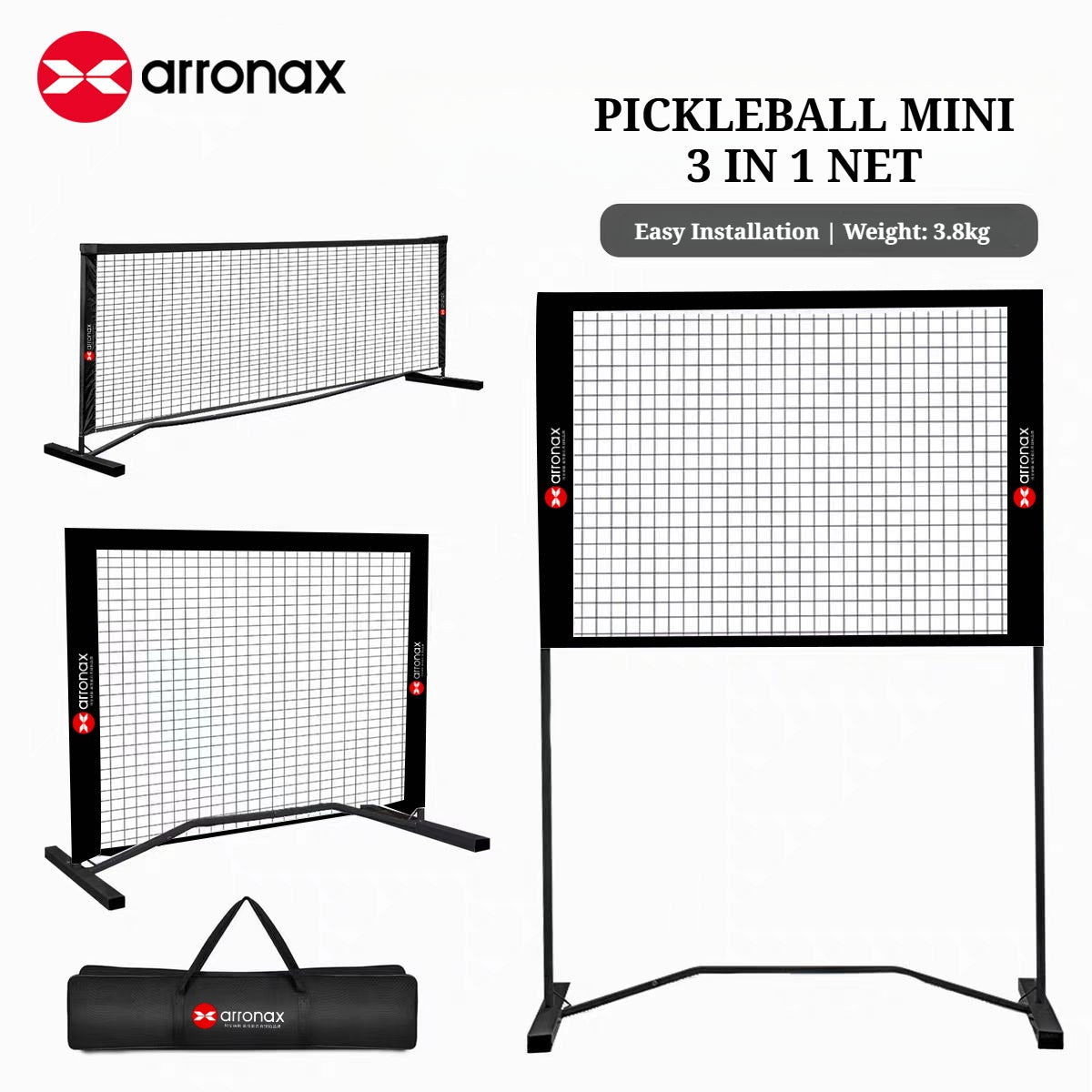 ARRONAX Tournament-Grade Pickleball Net Heavy-Duty Galvanized Steel Frame with 360° Wheels and All-Weather Durability