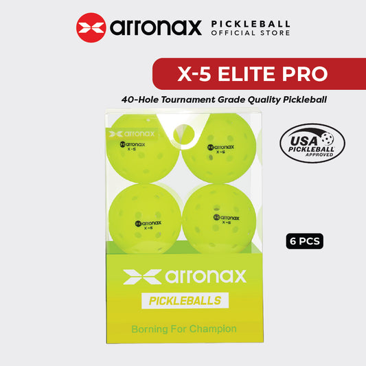 X-5 Elite Pro 40-Hole PE Tournament-Grade Pickleball 6-Pcs (Upgraded)