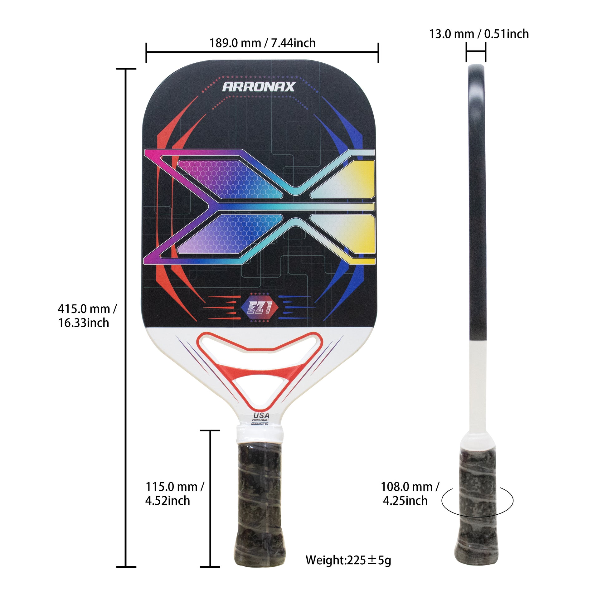 Performance EZ1 Carbon Fiber Pickleball Paddle (13mm) - Arronax.