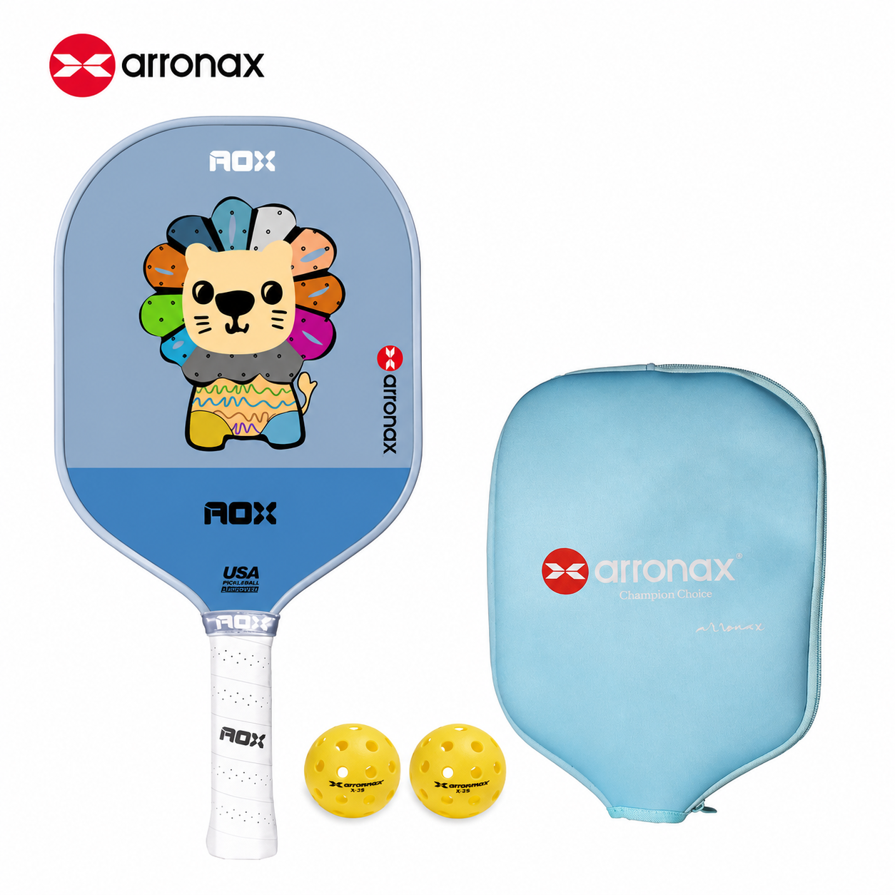 ARRONAX Kids Pickleball Paddle – Lightweight 13mm Fiberglass Junior Paddle for Kids (215g ±)