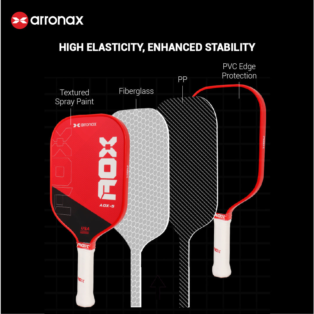 ARRONAX AOX-5 Series Fiberglass Pickleball Paddle - Cold Press Cut Design for Beginners