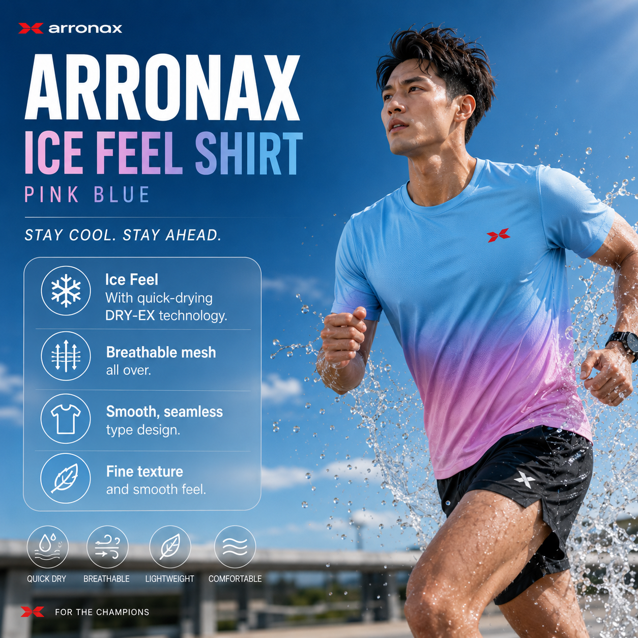 ARRONAX ICE FEEL SHIRT – Pink Blue Gradient
