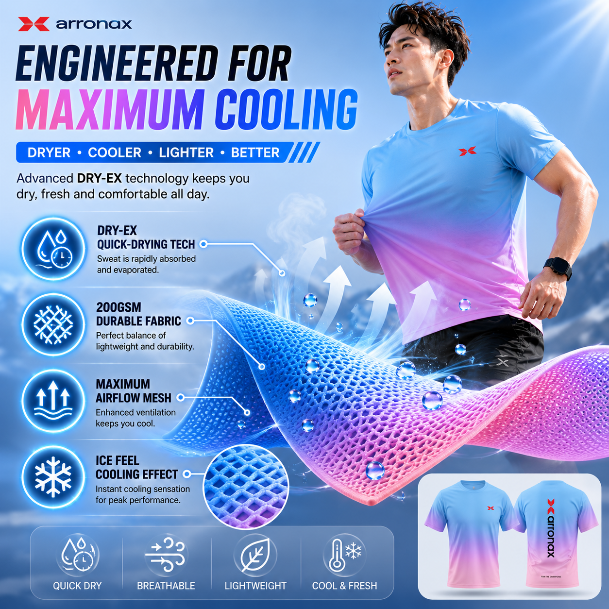 ARRONAX ICE FEEL SHIRT – Pink Blue Gradient