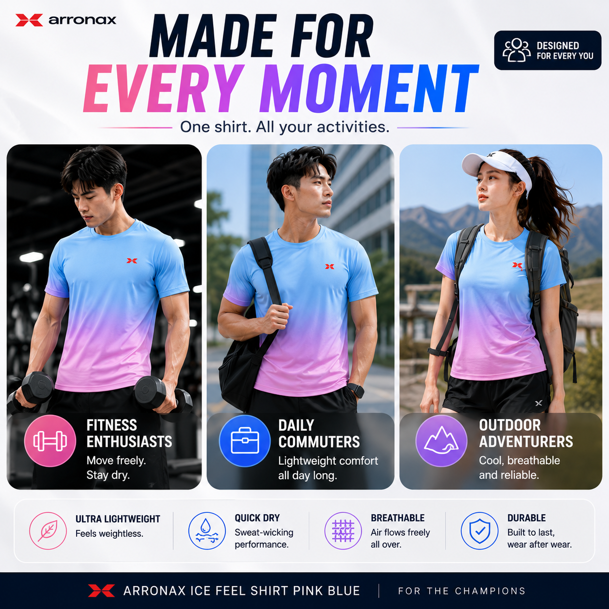 ARRONAX ICE FEEL SHIRT – Pink Blue Gradient