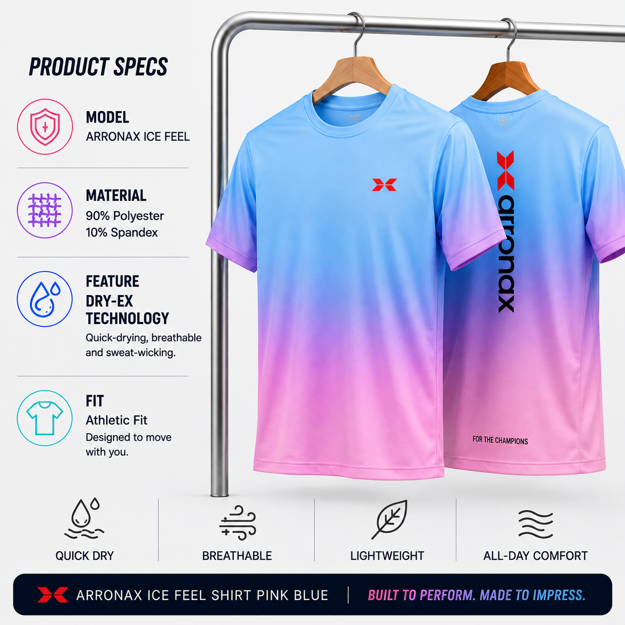 ARRONAX ICE FEEL SHIRT – Pink Blue Gradient