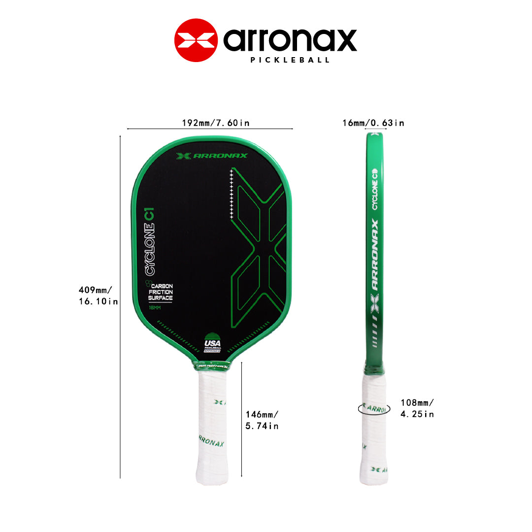 Cyclone C1 Carbon Traction Pickleball Paddle (16mm) - Arronax.