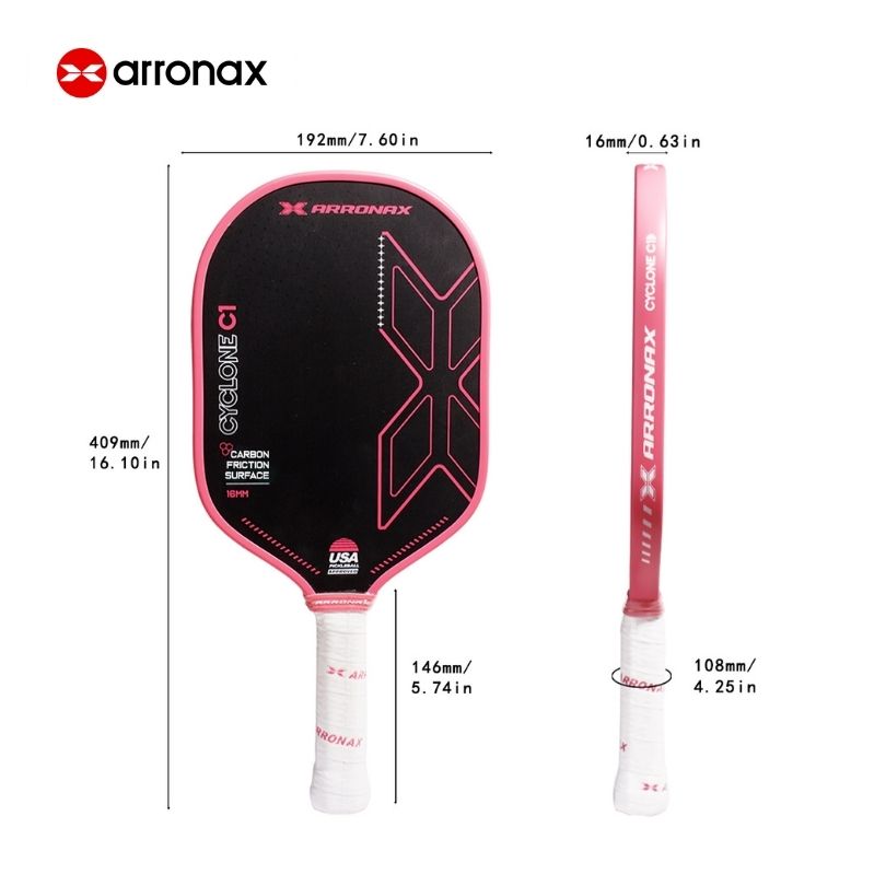 Cyclone C1 Carbon Traction Pickleball Paddle (16mm) - Arronax.