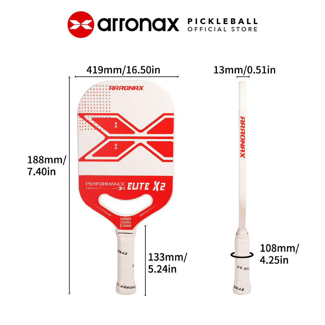 ARRONAX Elite X2 Carbon Traction Pickleball Paddle (13mm)