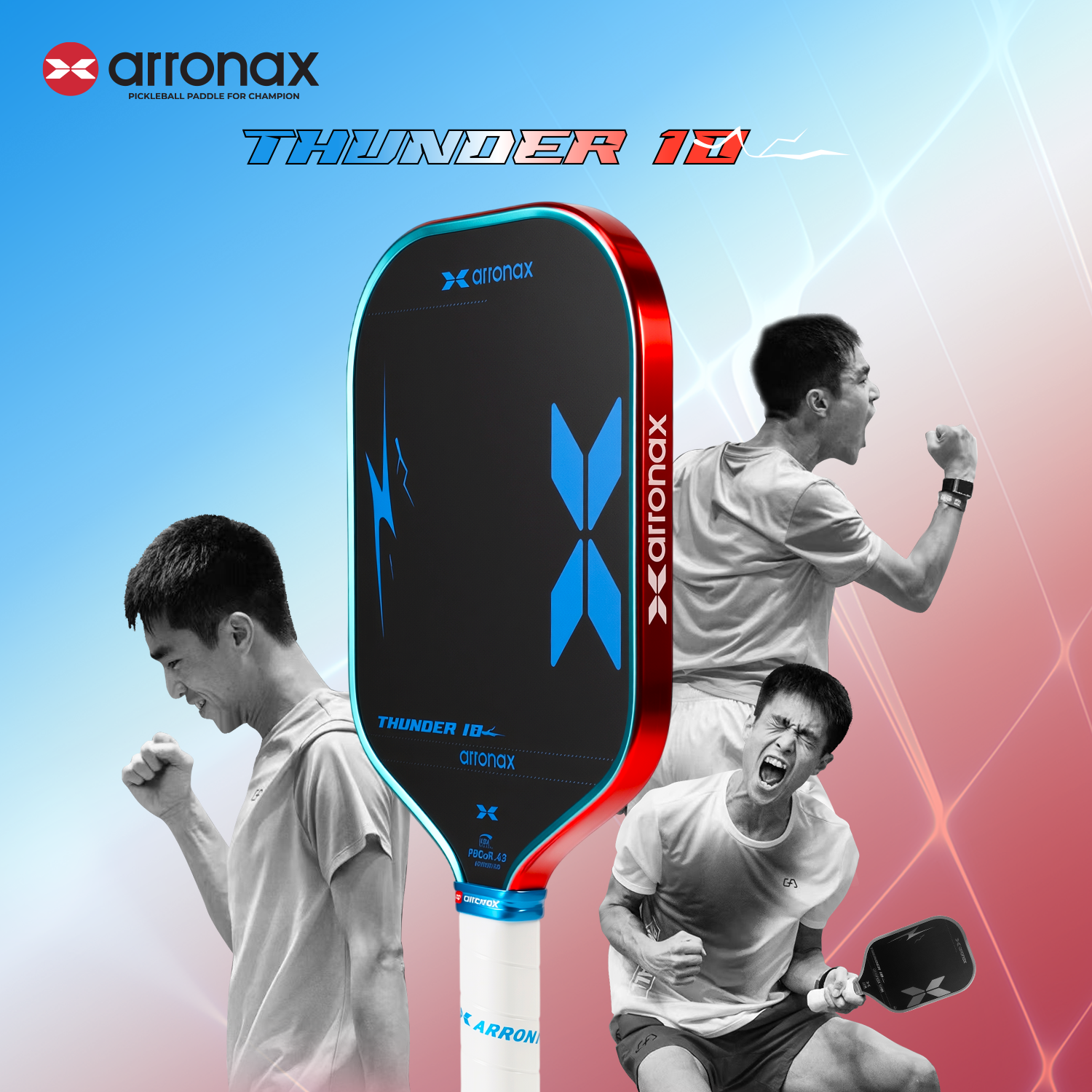 ARRONAX THUNDER 10 Gen 4 Foam Core Carbon Fiber Pickleball Paddle (EPP + EVA Dual Core, 16mm Power Series)