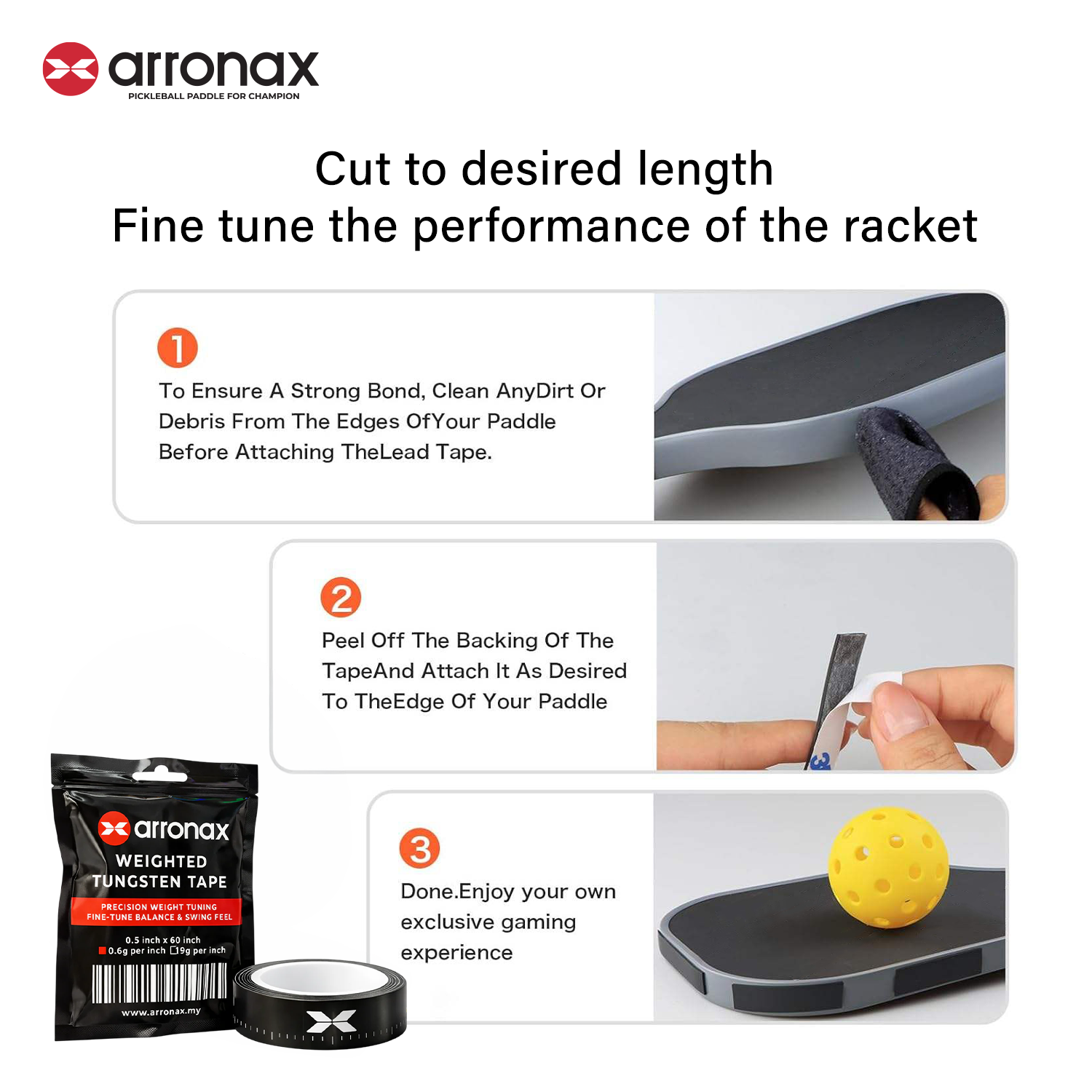 ARRONAX Performance Tungsten Weight Tape For Pickleball Paddle