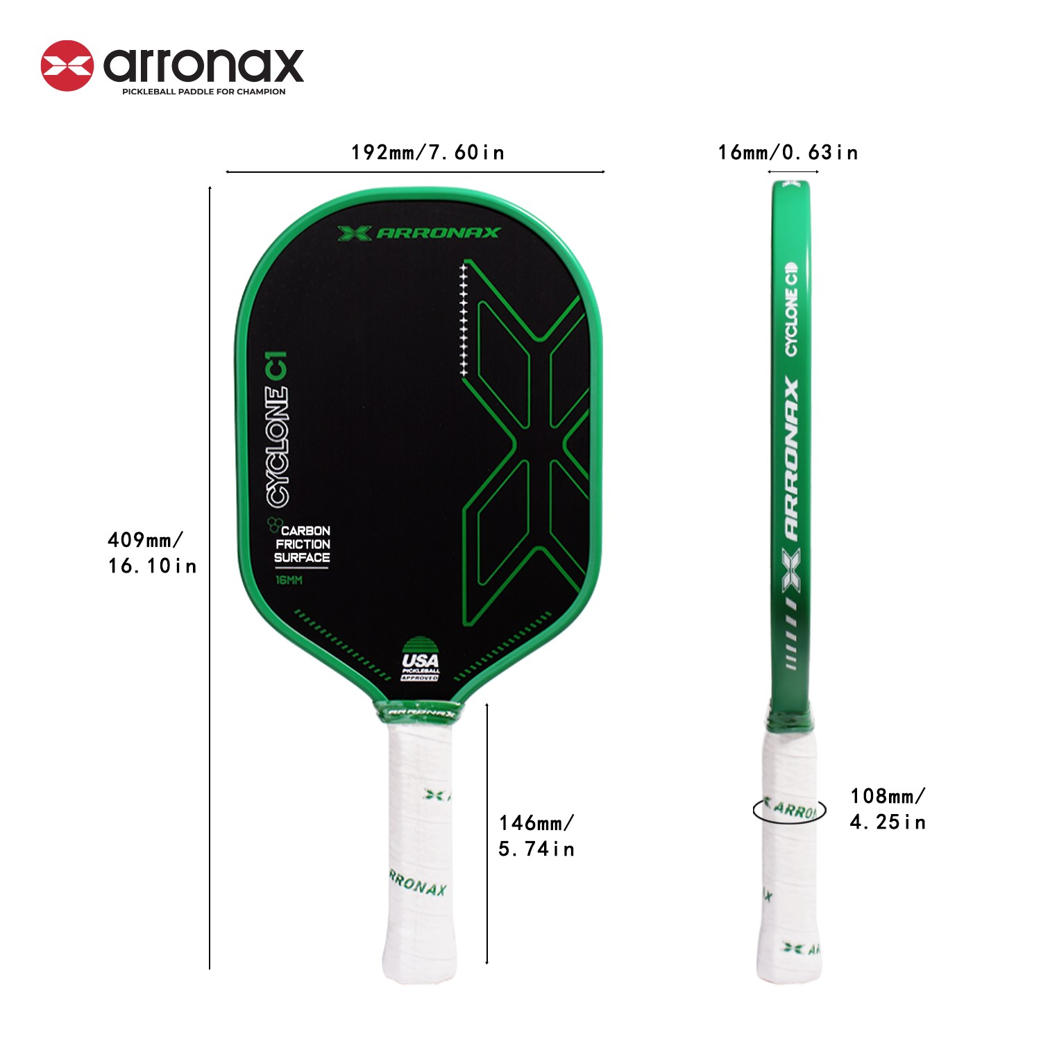 Cyclone C1 Carbon Traction Pickleball Paddle (16mm)