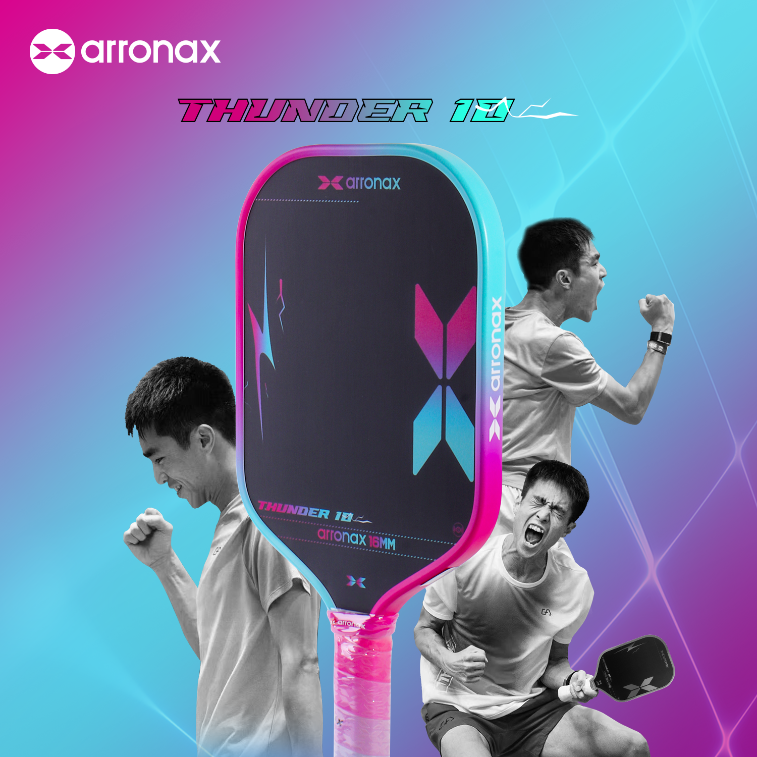 ARRONAX THUNDER 10 Gen 4 Foam Core Carbon Fiber Pickleball Paddle (EPP + EVA Dual Core, 16mm Power Series)