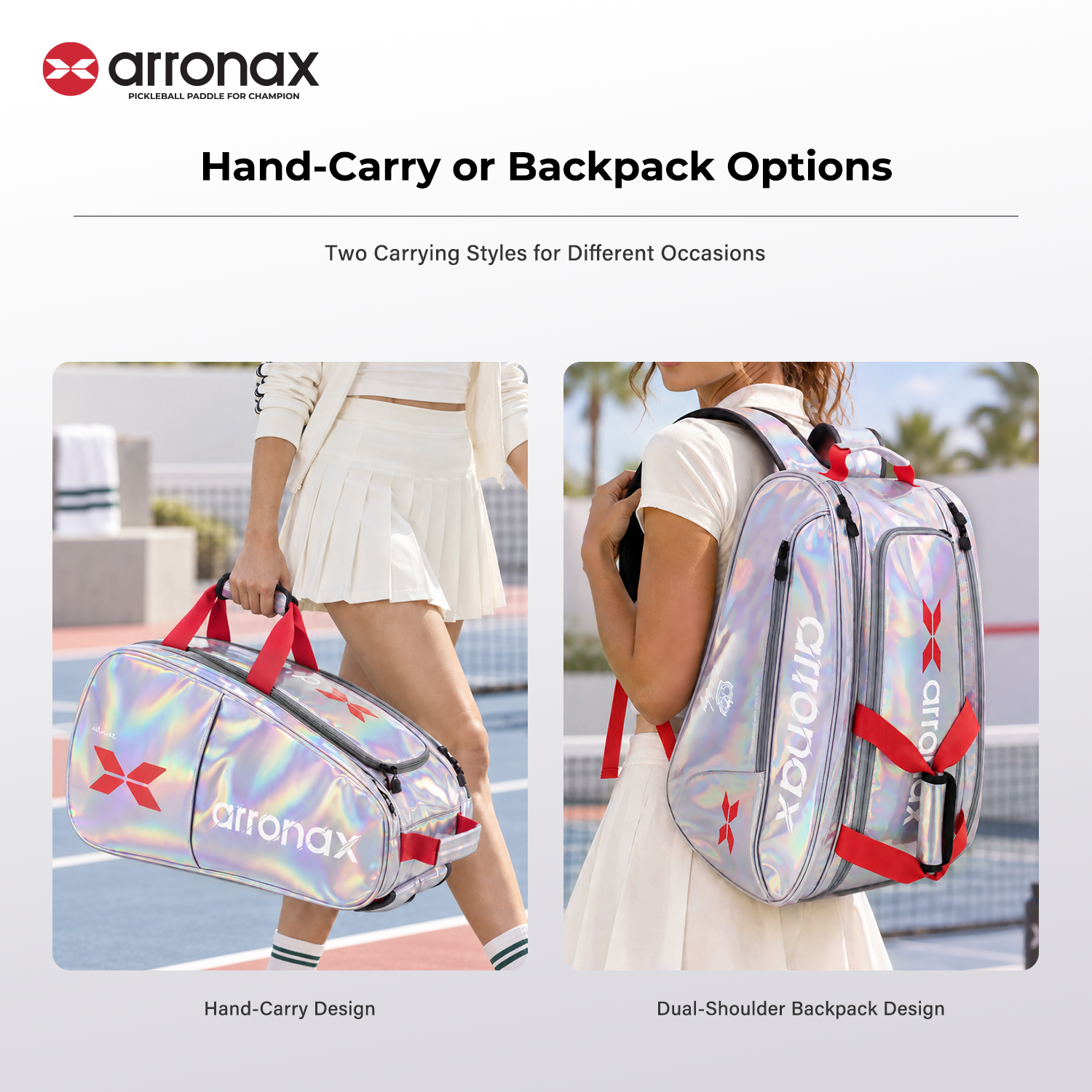 ARRONAX Metallic Pickleball Backpack 51.3L with Shoe Compartment