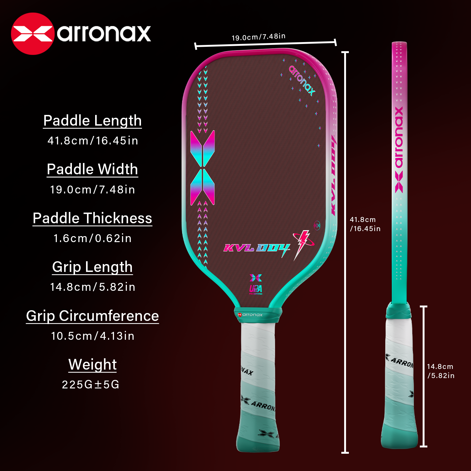 Arronax KVL004 Kevlar Carbon Fiber Pickleball Paddle 16mm