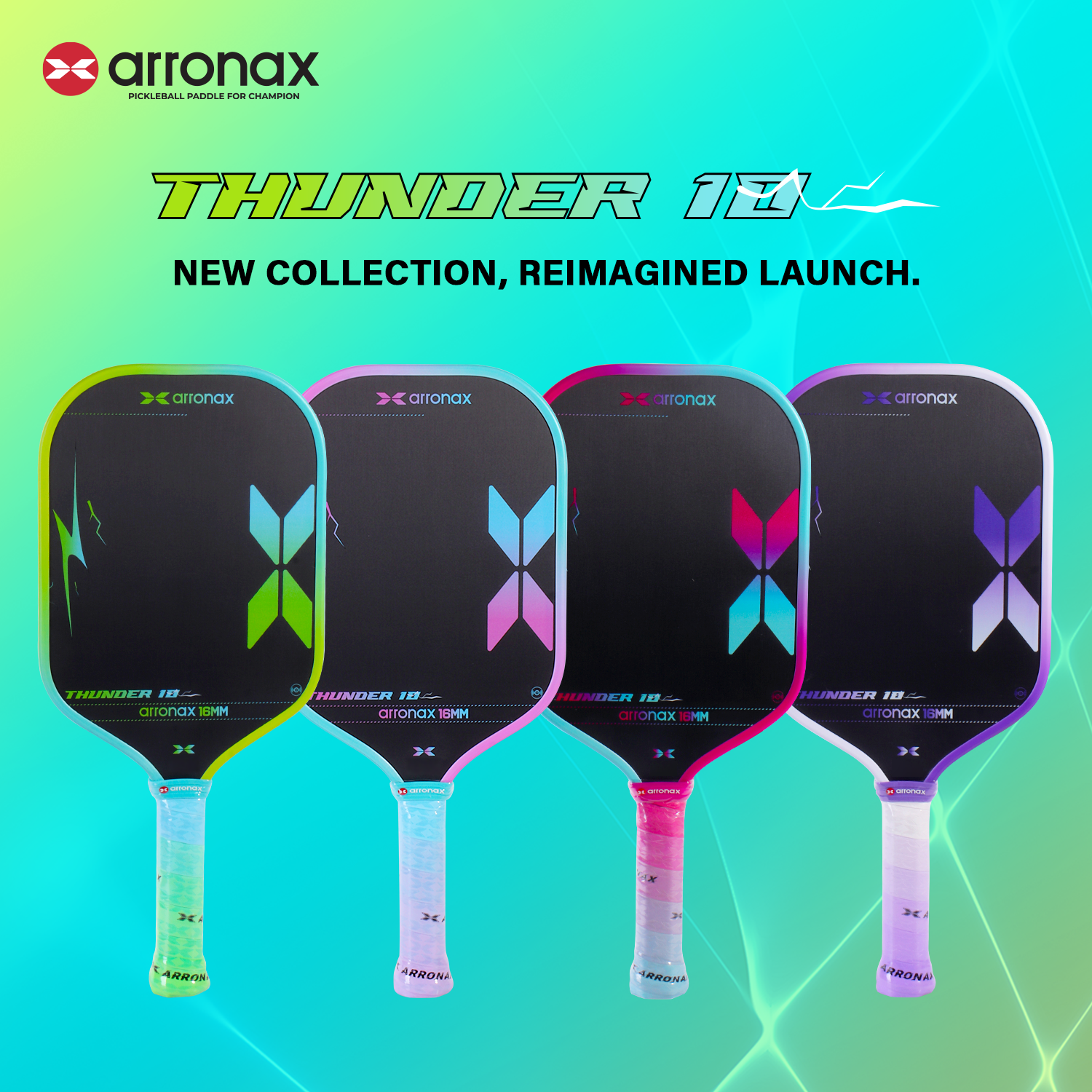 ARRONAX THUNDER 10 Gen 4 Foam Core Carbon Fiber Pickleball Paddle (EPP + EVA Dual Core, 16mm Power Series)