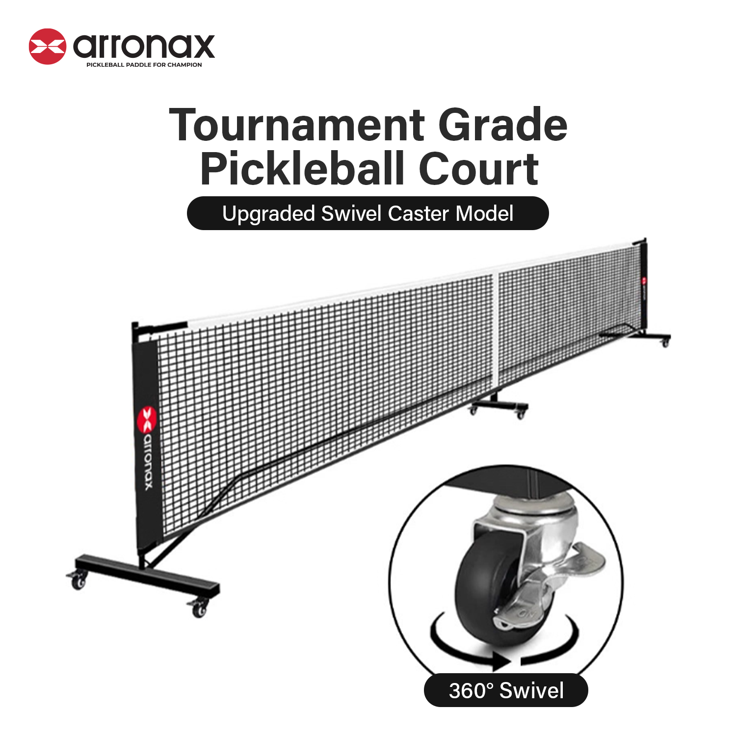 ARRONAX Tournament-Grade Pickleball Net Heavy-Duty Galvanized Steel Frame with 360° Wheels and All-Weather Durability