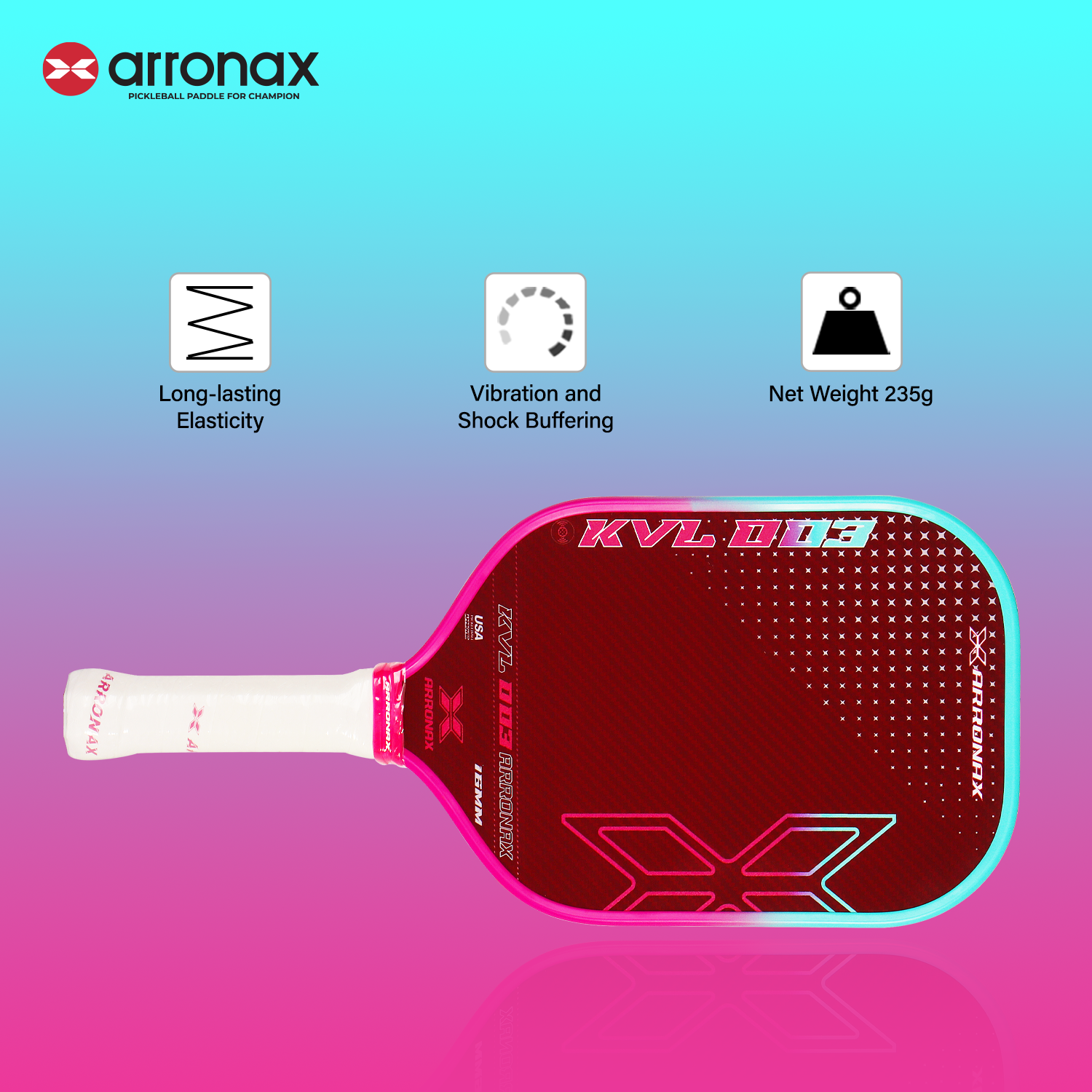 ARRONAX KVL003 Upgraded Premium Kevlar Pickleball Paddle (16mm)