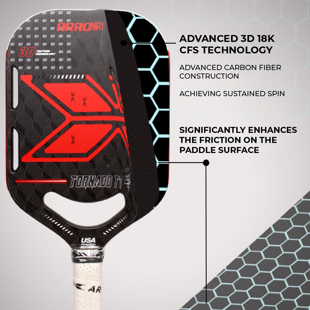 Tornado T1 Carbon Fiber Pickleball Paddle (16mm) - Arronax.