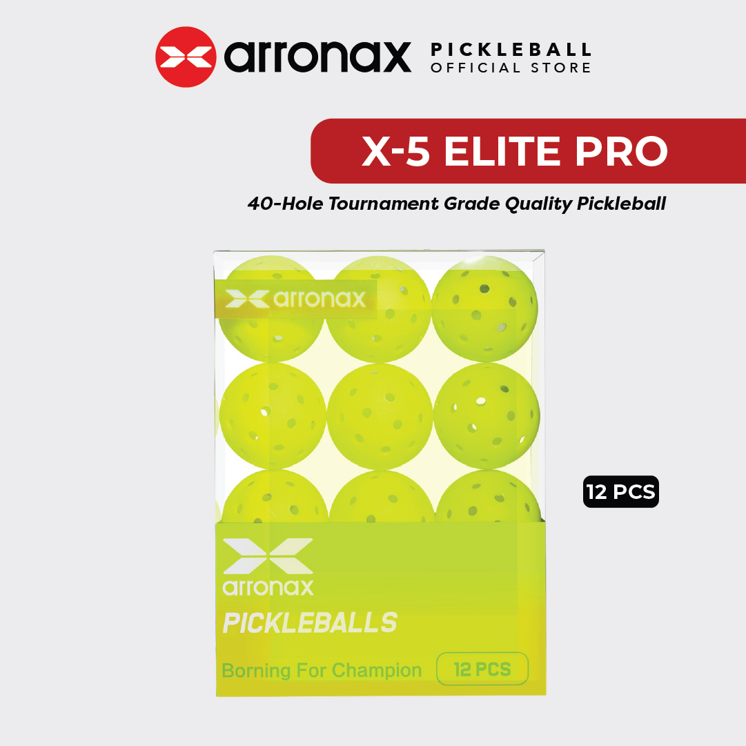 X-5 Elite Pro 40-Hole PE Tournament-Grade Pickleball 6-Pcs (Upgraded)