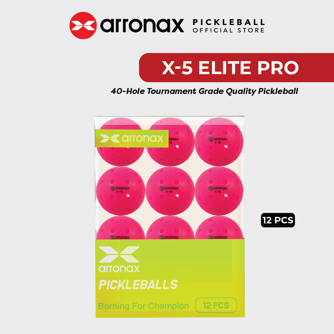 X-5 Elite Pro 40-Hole PE Tournament-Grade Pickleball 6-Pcs (Upgraded)