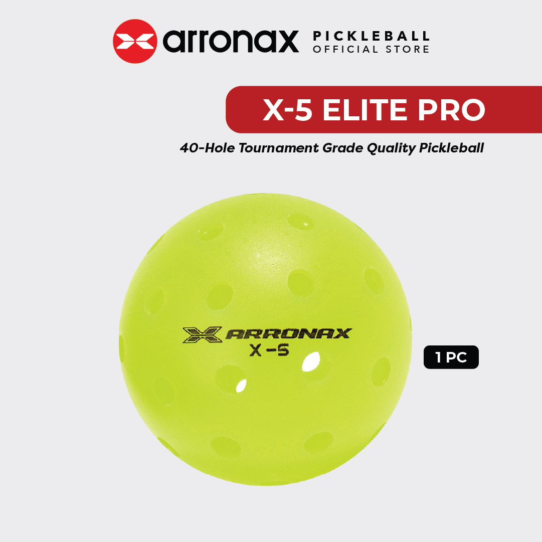 X-5 Elite Pro 40-Hole PE Tournament-Grade Pickleball 6-Pcs (Upgraded)