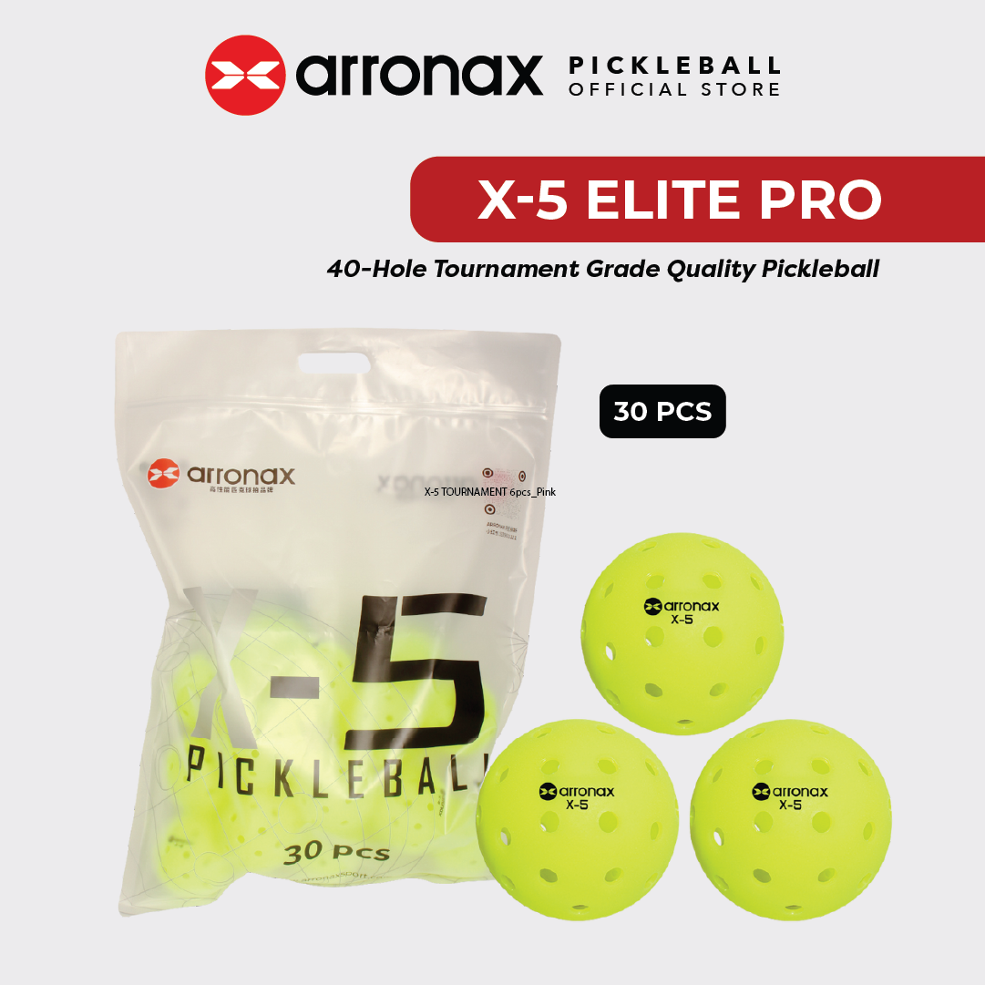 X-5 Elite Pro 40-Hole PE Tournament-Grade Pickleball 6-Pcs (Upgraded)