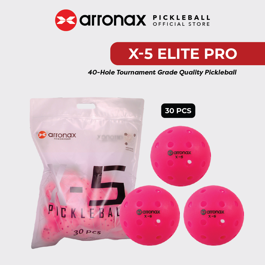 X-5 Elite Pro 40-Hole PE Tournament-Grade Pickleball 6-Pcs (Upgraded)