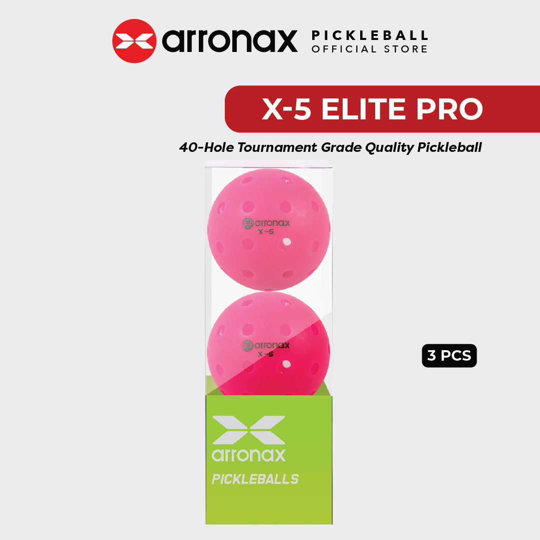 X-5 Elite Pro 40-Hole PE Tournament-Grade Pickleball 6-Pcs (Upgraded)