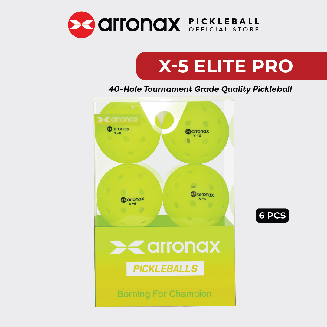 X-5 Elite Pro 40-Hole PE Tournament-Grade Pickleball 6-Pcs (Upgraded)