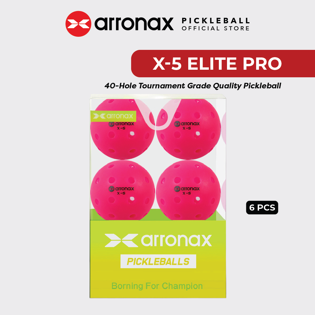 X-5 Elite Pro 40-Hole PE Tournament-Grade Pickleball 6-Pcs (Upgraded)