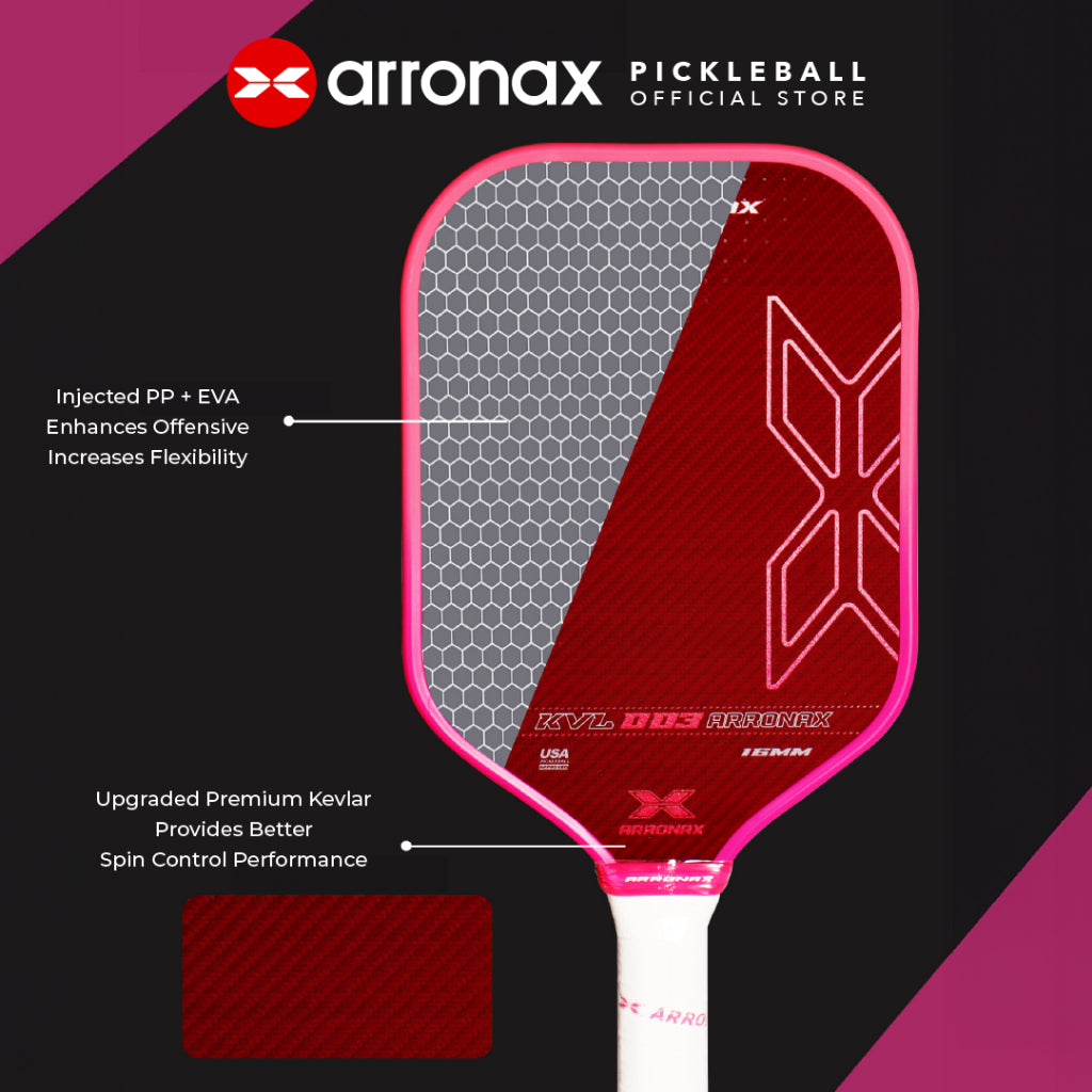 ARRONAX KVL003 Upgraded Premium Kevlar Pickleball Paddle (16mm) - Arronax.