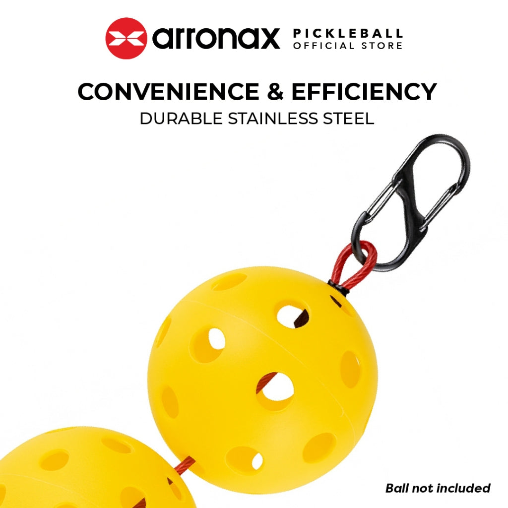 ARRONAX Stainless Steel Pickleball Ball Stringer – Coated Cable Holder for 5 Pickleballs with Hanging Hook