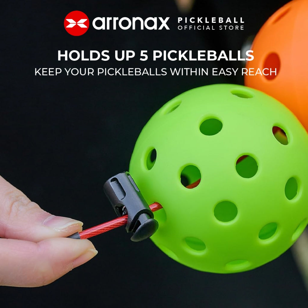 ARRONAX Stainless Steel Pickleball Ball Stringer – Coated Cable Holder for 5 Pickleballs with Hanging Hook