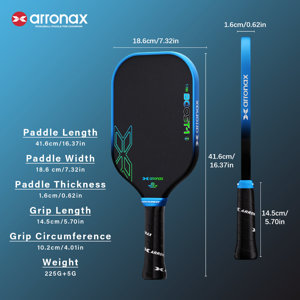 ARRONAX Boost-1 Pickleball Paddle 16mm | MPP+EVA Core | T700 Carbon Fiber | Power & Control | Large Sweet Spot Paddle