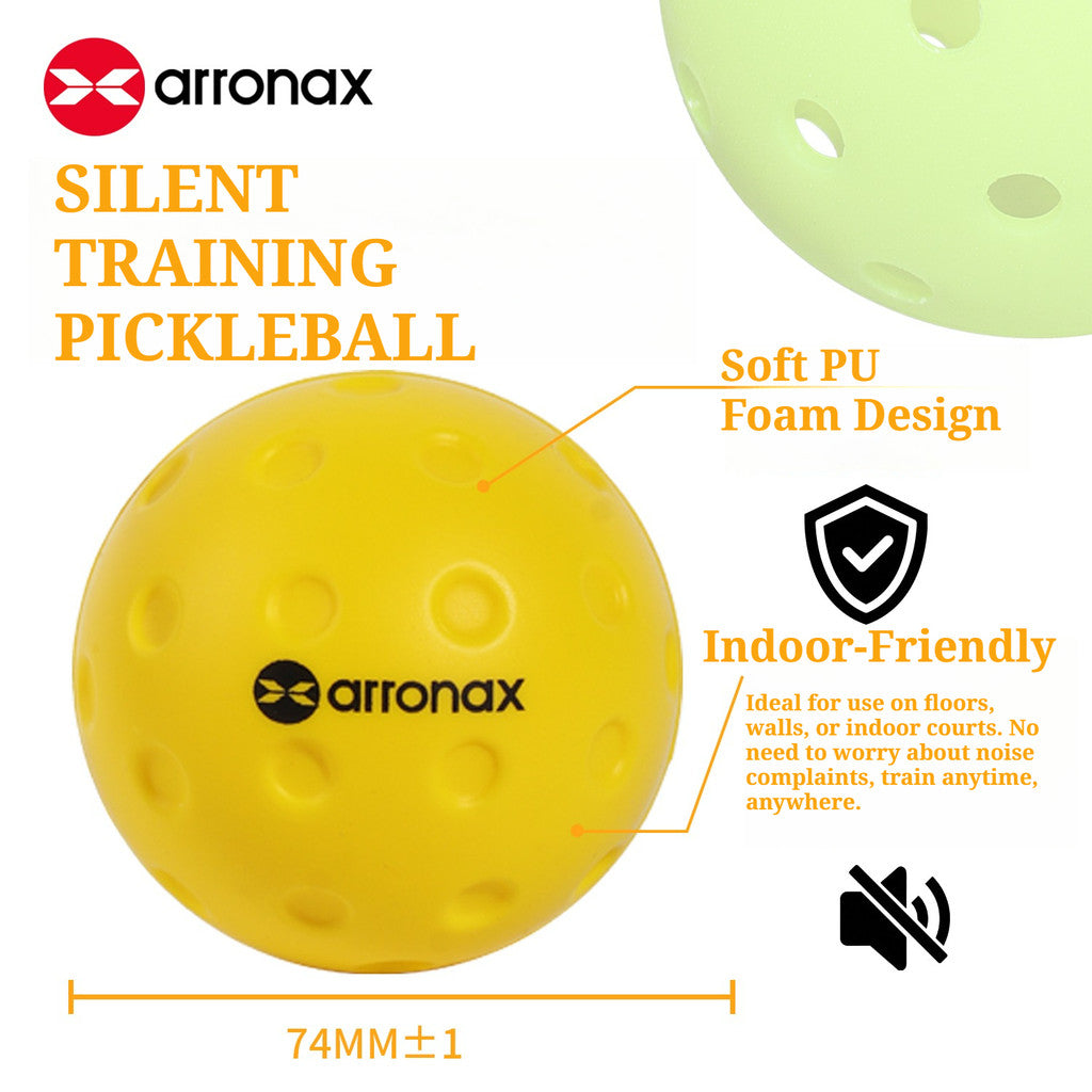 ARRONAX Silent Pickleball Training Ball – Soft PU Foam Design, 60% Noise Reduction for Indoor & Home Practice